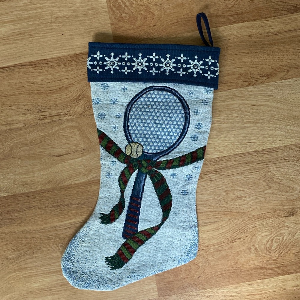 Riddle & Cockrell tennis tapestry Christmas stocking GUC